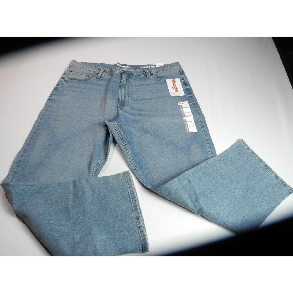 Wrangler Jeans Mens 40x30 Light Wash Relaxed Boot Free To Stretch Denim